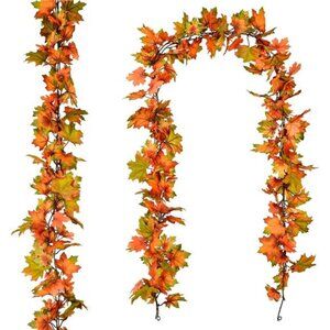 2 Pack Fall Maple Leaf Garland, 6.5Ft/Piece Hanging Vine Artificial Autumn